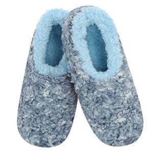 Snoozies Women's Booties Slipper Socks Curly Sue Blue Size Large (9-10)